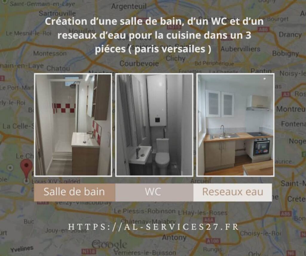Installation de salles d'eau et réseaux à Versailles